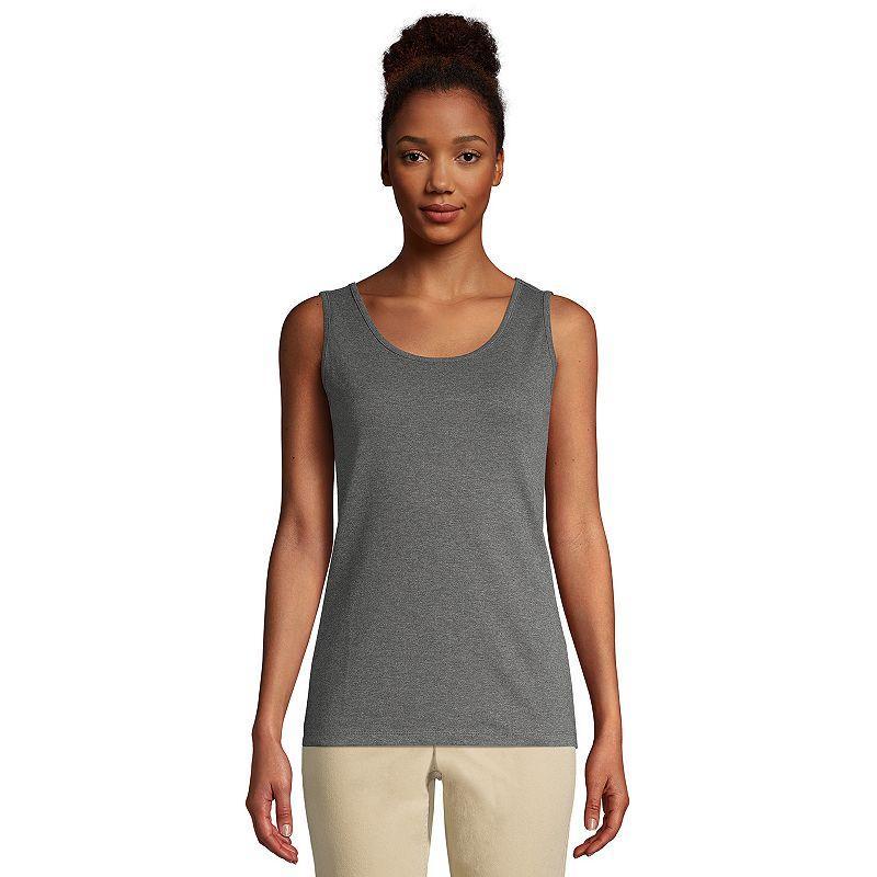 Womens Lands End Cotton Tank Top Grey Product Image