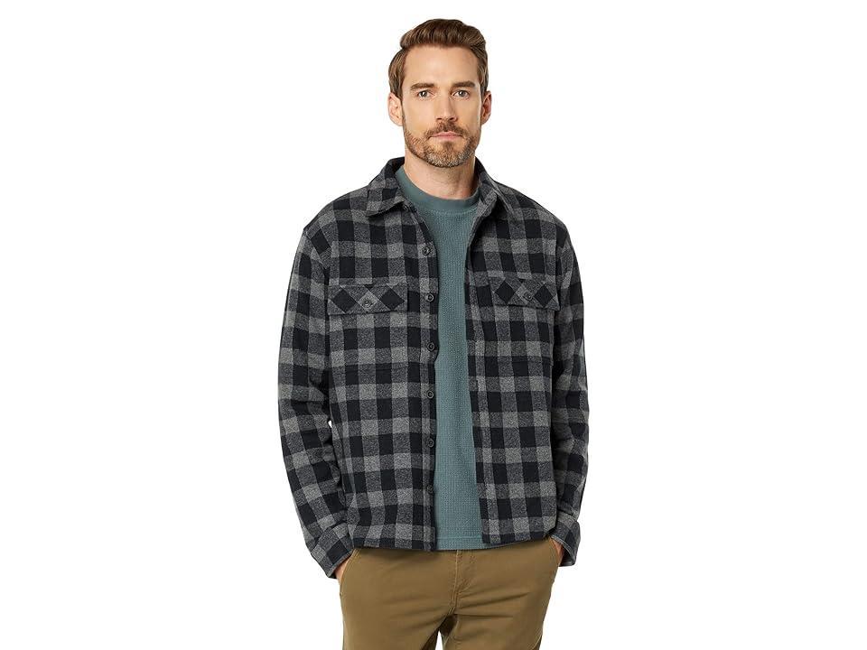 Vince Buffalo Check Button-Down Shirt (Med Heather Grey/Coastal) Men's Clothing Product Image