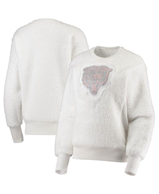 Womens White Chicago Bears Milestone Tracker Pullover Sweatshirt Product Image