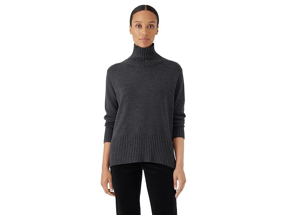 Eileen Fisher Turtleneck Pullover (Charcoal) Women's Clothing product image