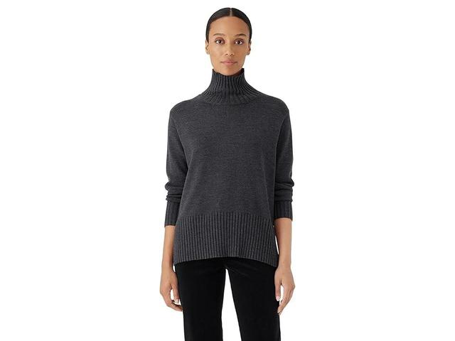 Eileen Fisher Turtleneck Pullover (Charcoal) Women's Clothing Product Image