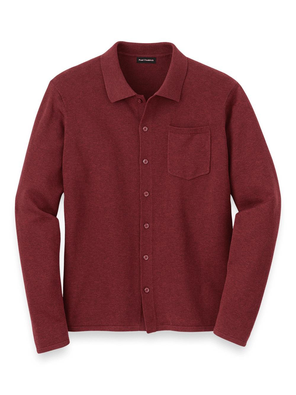 Supima Cotton Button Front Polo - Burgundy Product Image