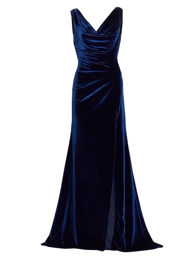 Womens Sleeveless Cowl Velvet Gown Product Image