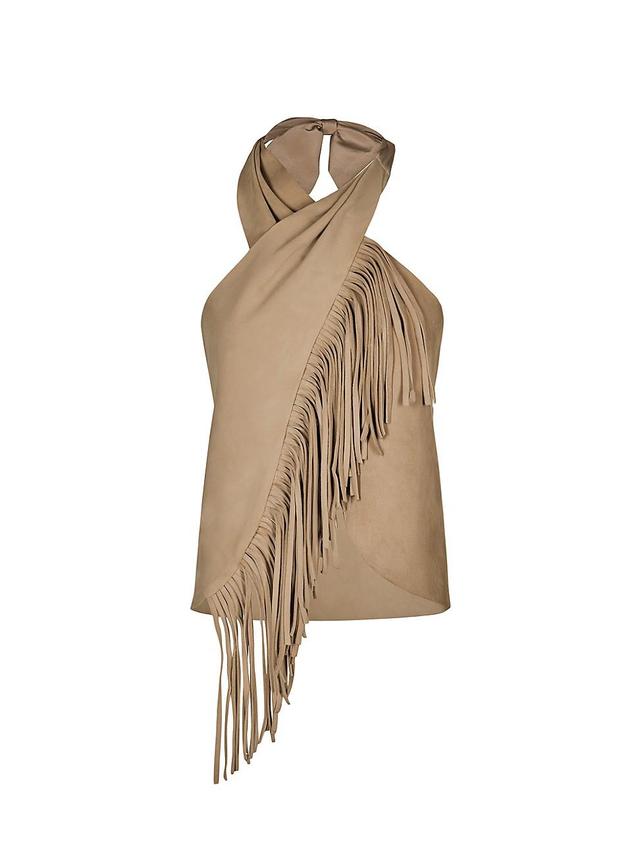 Womens Anouk Sonora Fringe Leather Halter Top Product Image