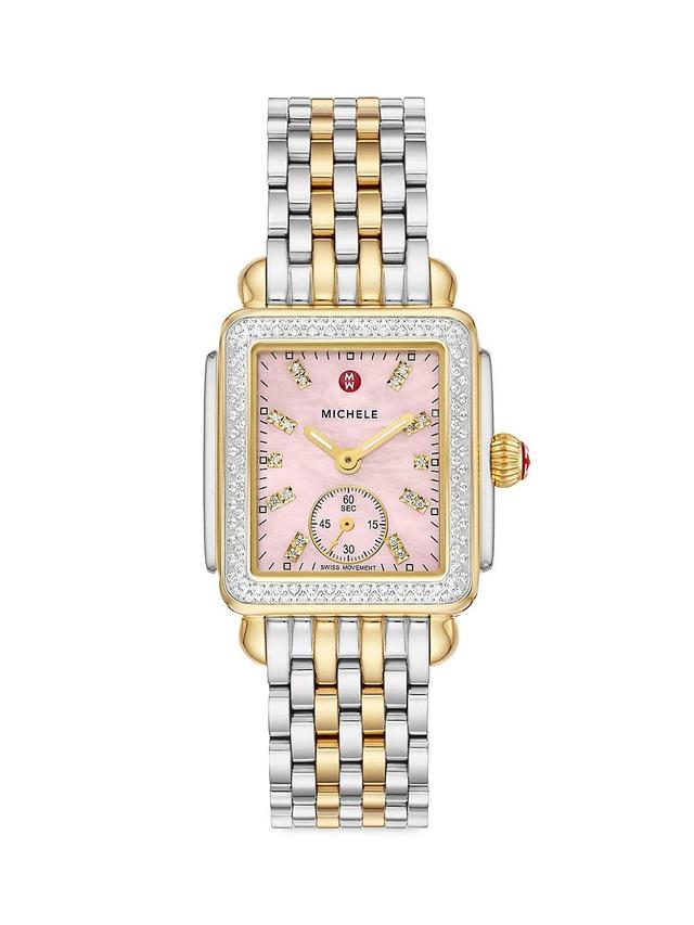 Womens Deco Mid Two-Tone 18K Gold-Plated Diamond Watch Product Image