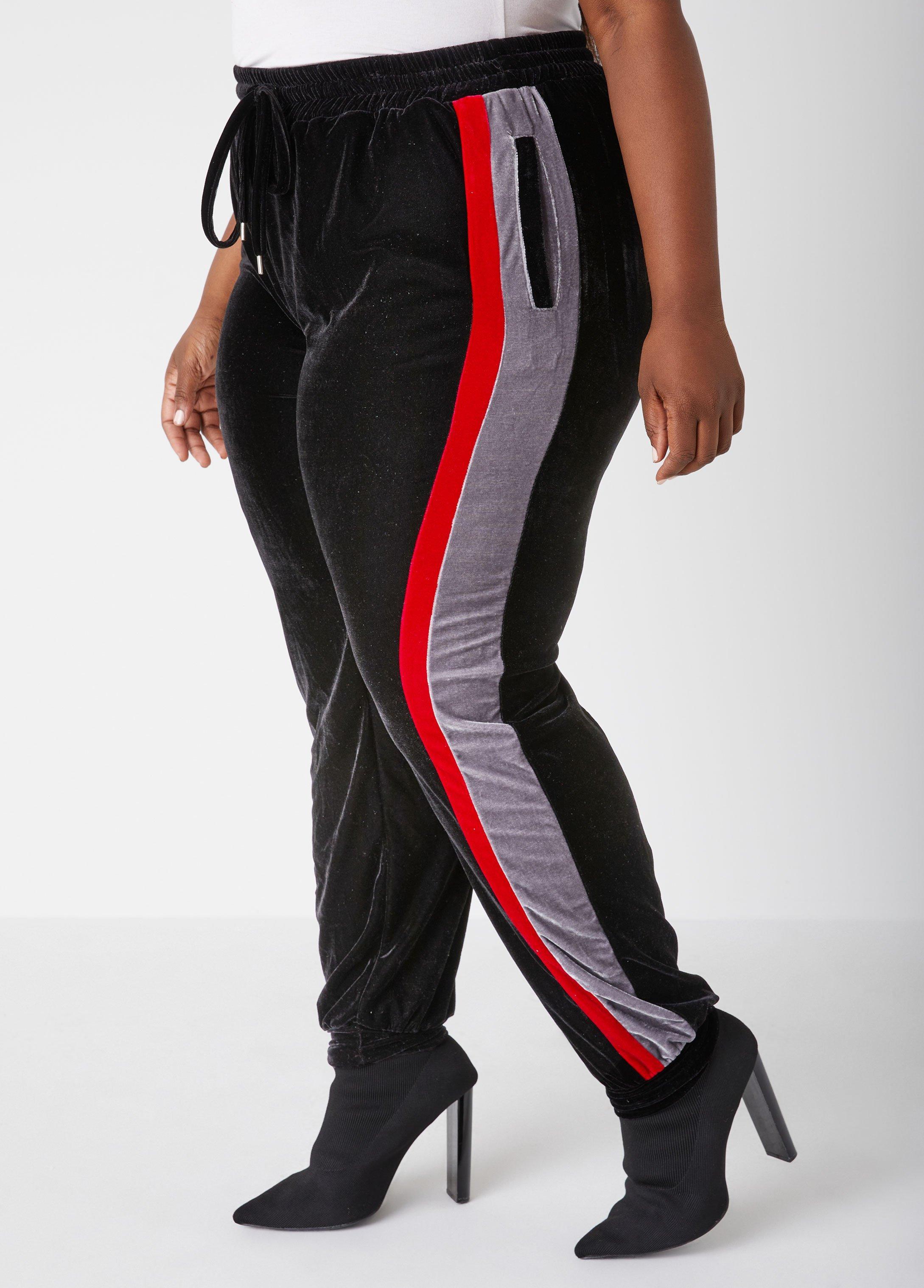 Colorblocked Velour Joggers Product Image