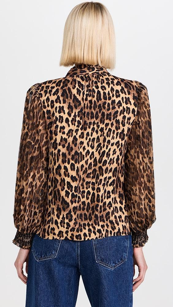 alice + olivia Ilan Pleated Blouson Sleeve Button Blouse | Shopbop Product Image