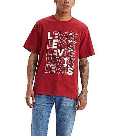 Mens Levis Relaxed Fit Short-Sleeve Graphic Tee Sun Dried Red Product Image