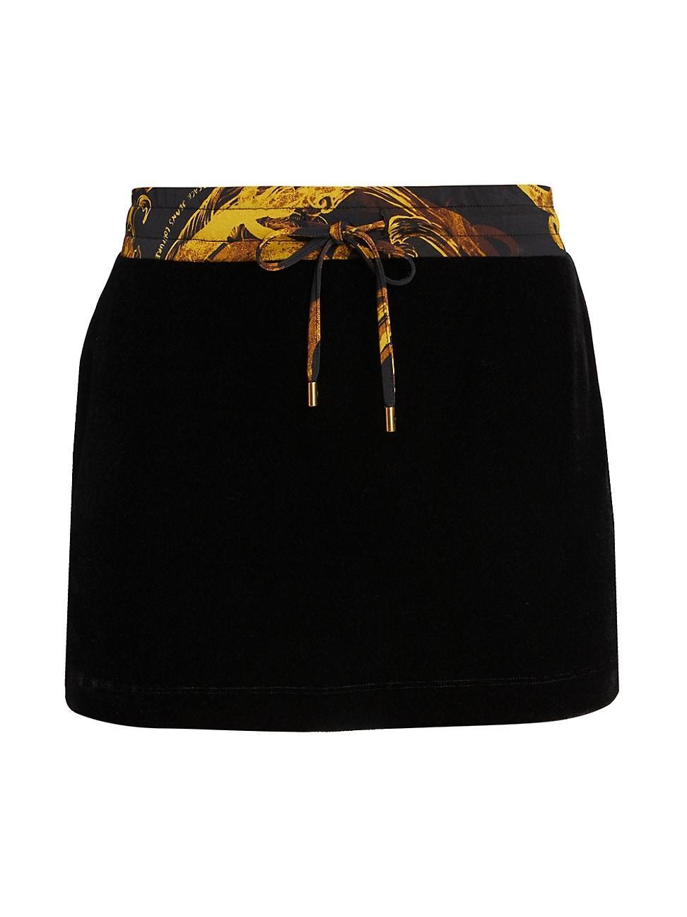 Womens Velvet Drawstring Miniskirt Product Image