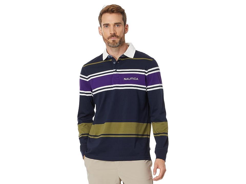 Nautica Long Sleeve Rugby Polo Shirt Seas) Men's Clothing Product Image