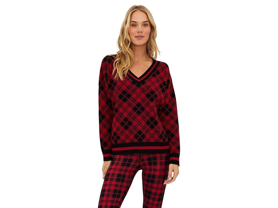 Beach Riot Joey Plaid V-Neck Sweater Product Image