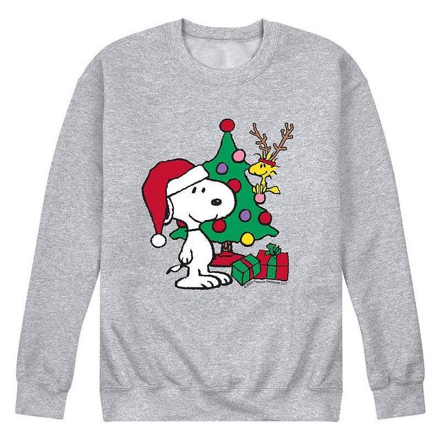 Mens Peanuts Happy Holiday Sweatshirt Athletic Grey Product Image