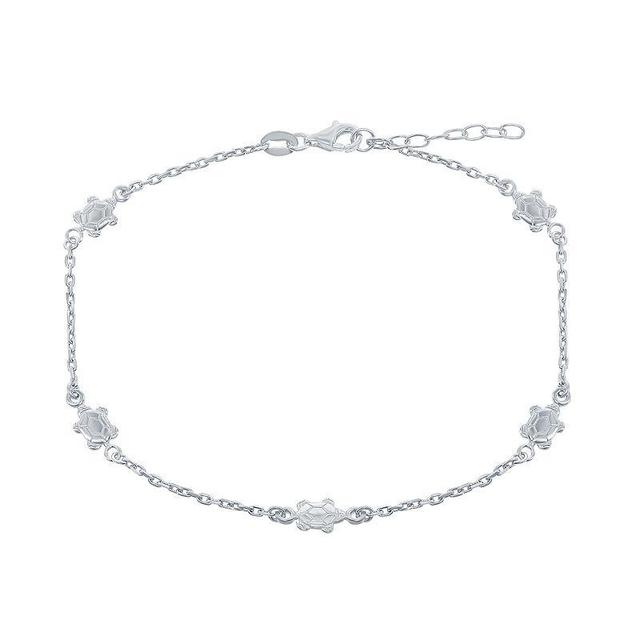 Sterling Silver Turtles Anklet - Silver Product Image