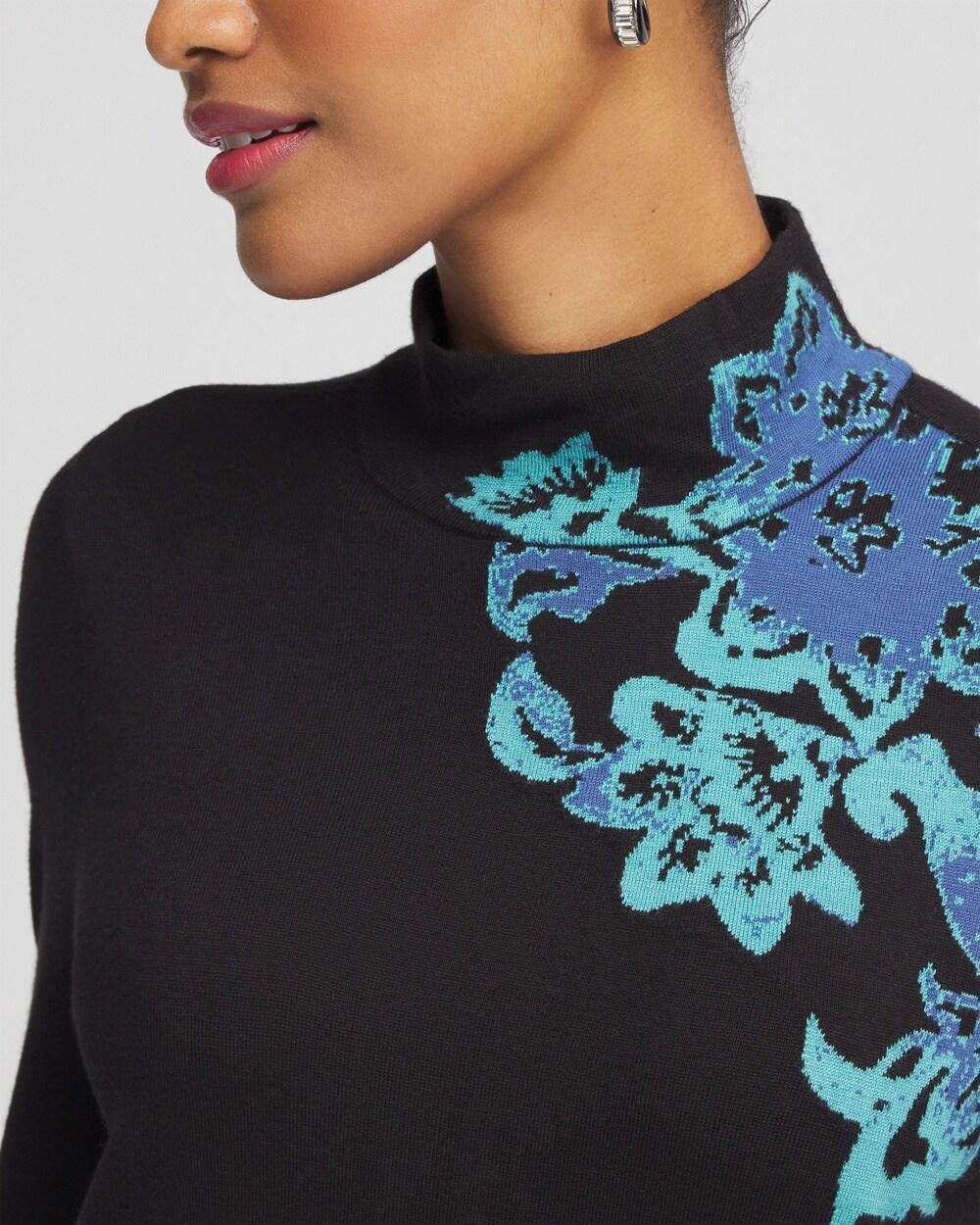 Blue Floral Mockneck Sweater Product Image