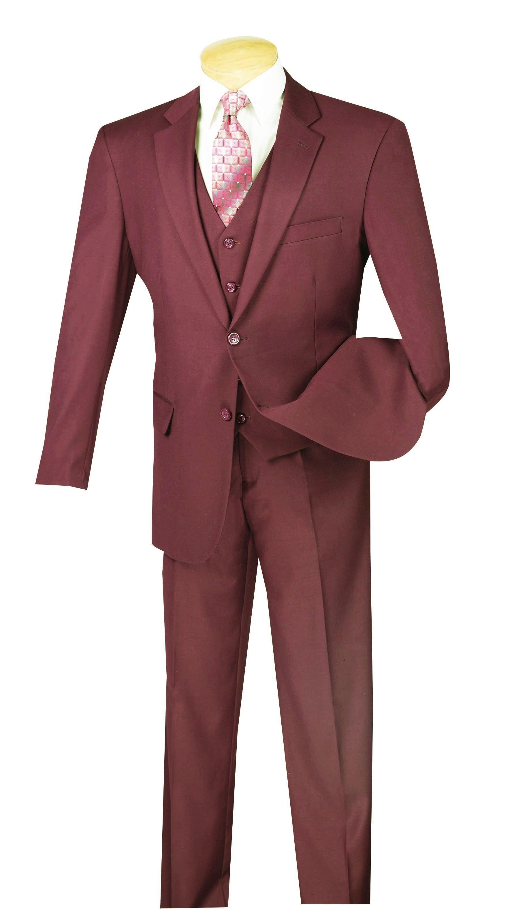 Morgan Collection - Regular Fit 3 Piece Suit 2 Button in Maroon Product Image