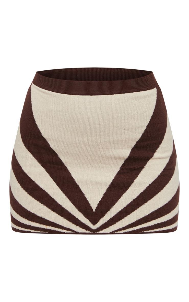  Chocolate Abstract Two Tone Knit Mini Skirt Product Image