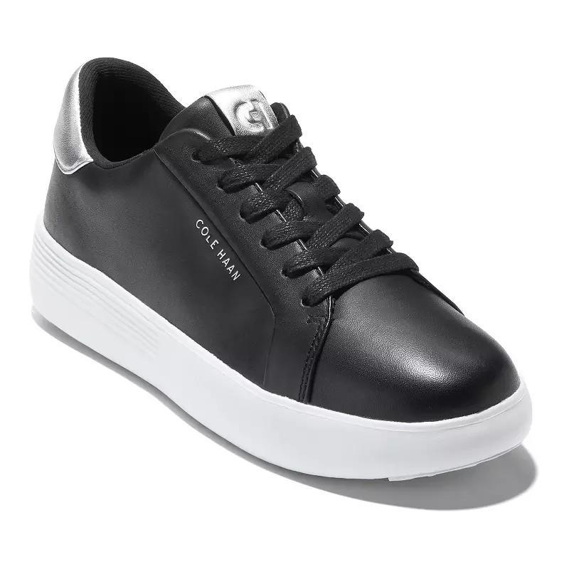 Cole Haan Grand Crosscourt Joy Womens Platform Sneakers Black Silver Grey Product Image