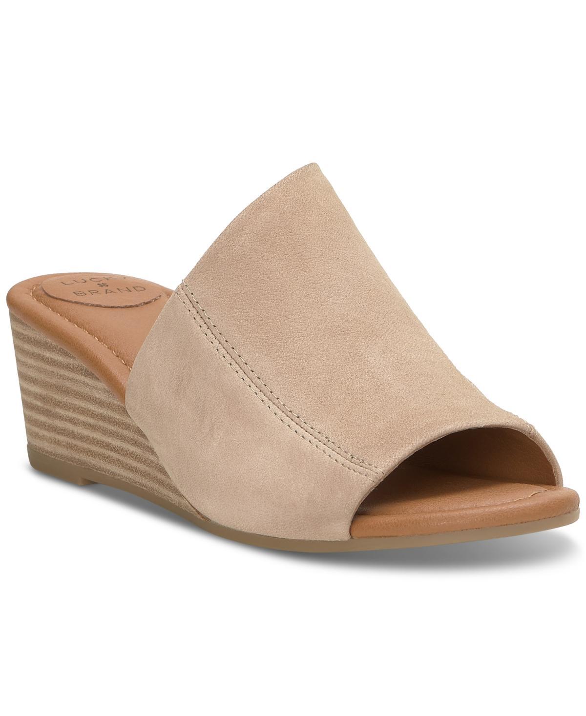 Lucky Brand Malenka Leather Asymmetrical Slip On Wedge Sandals Product Image
