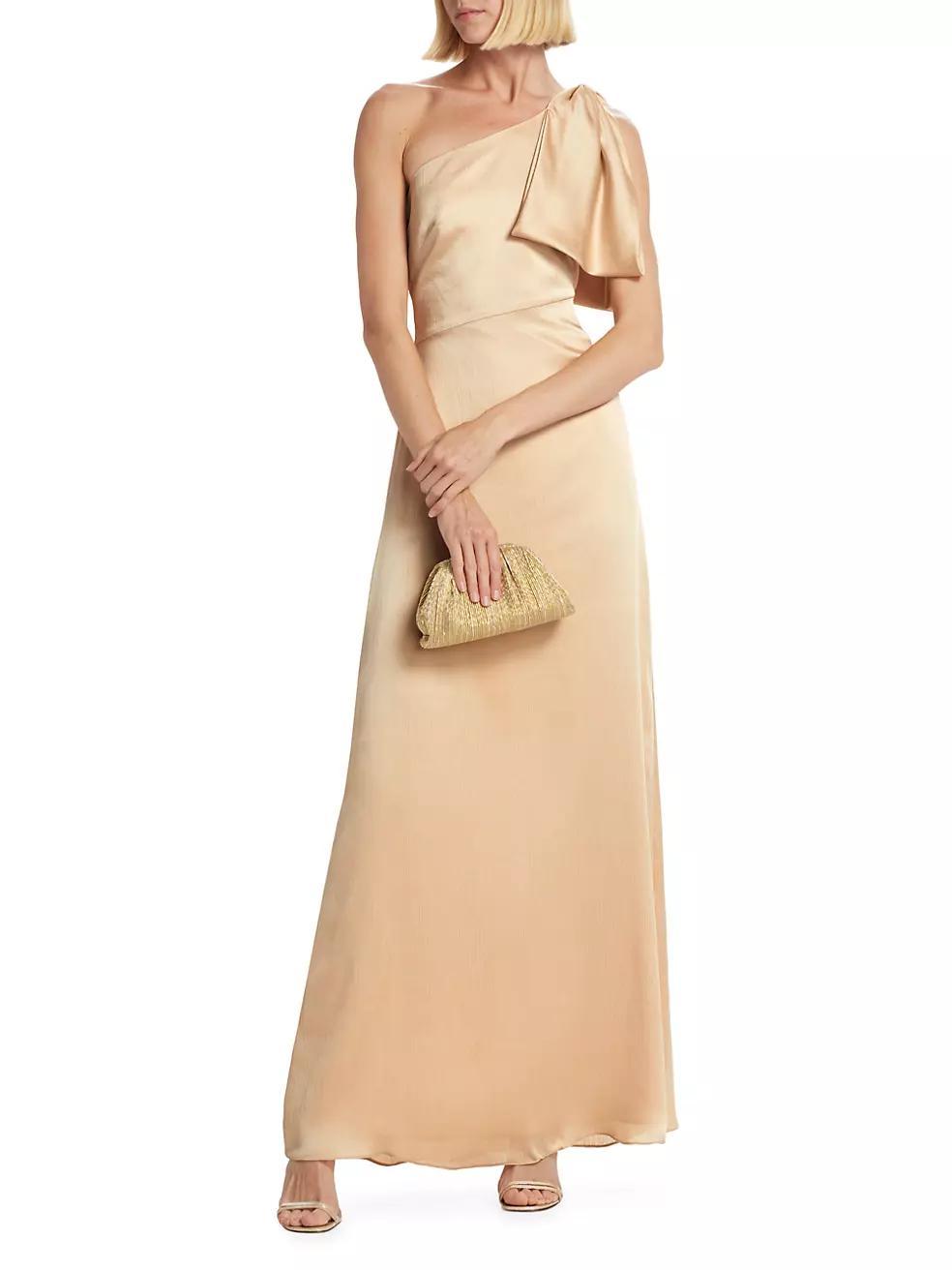 Chelsea Crinkle Satin One-Shoulder Gown Product Image