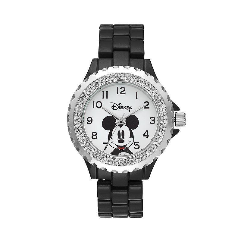 Disneys Mickey Mouse Womens Crystal Watch, Black Product Image