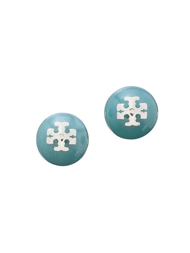 Womens Resin & Silvertone Logo Stud Earrings Product Image