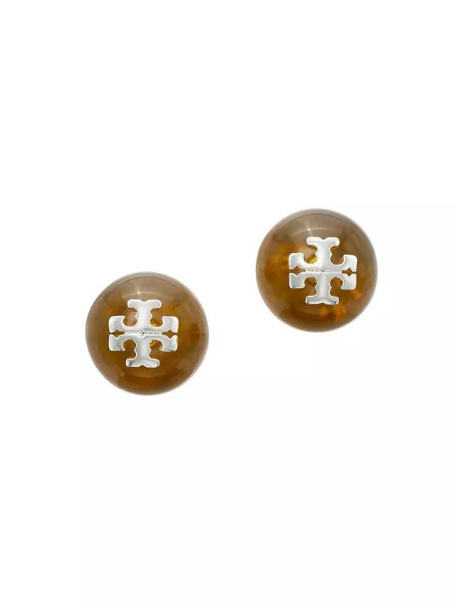 Resin & Silvertone Logo Stud Earrings Product Image