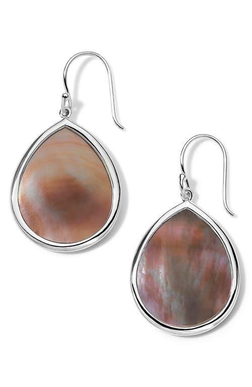 Womens Polished Rock Candy Sterling Silver & Brown Shell Small Teardrop Earrings Product Image