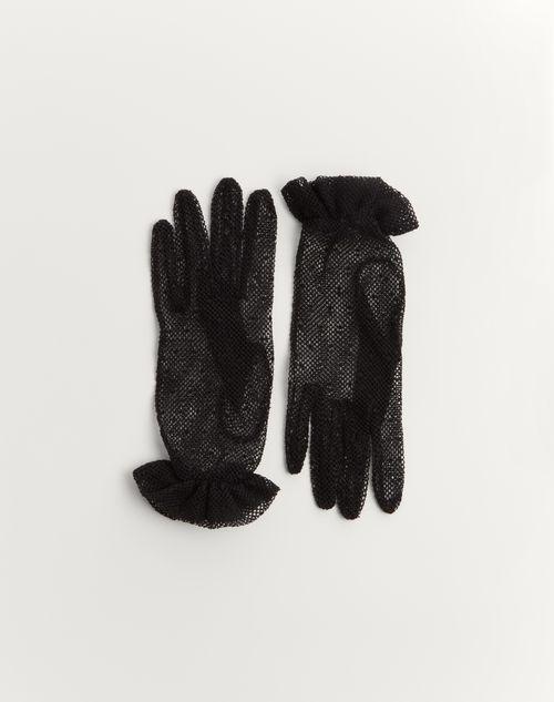 VLOGO SIGNATURE GLOVES IN COTTON AND TULLE  Product Image