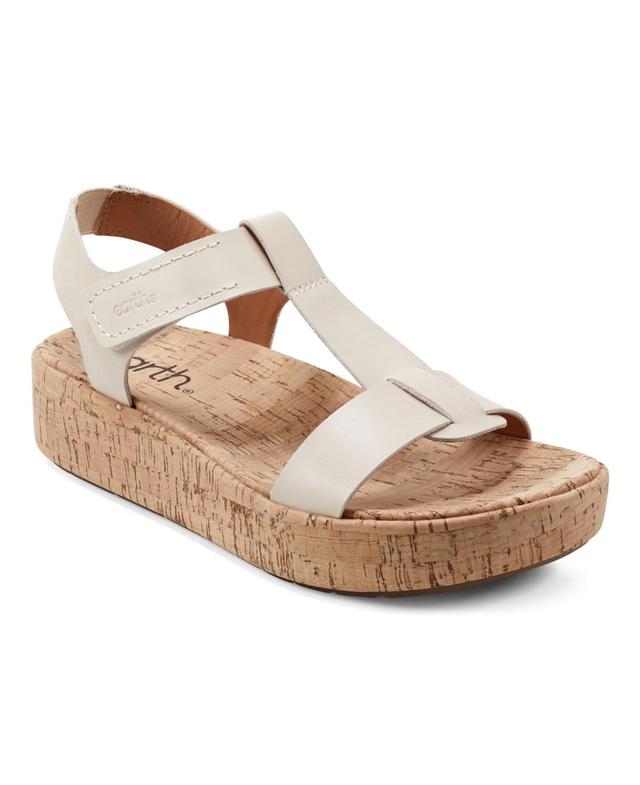 Earth Womens Shari T-Strap Platform Casual Wedge Sandals Product Image