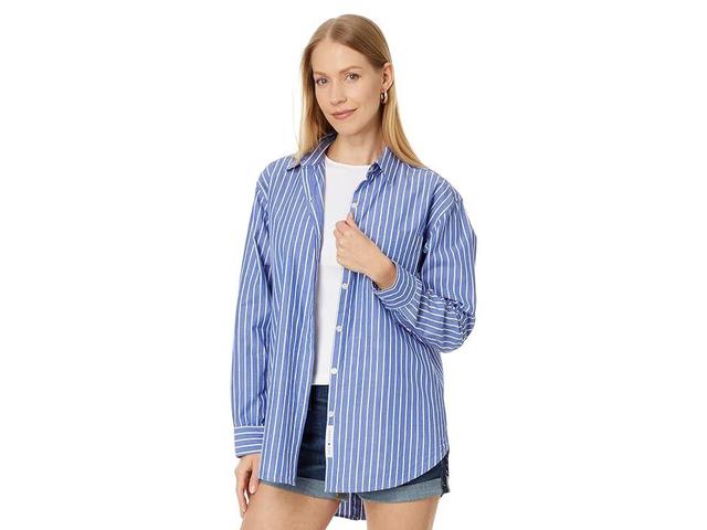 Lucky Brand Oversized Button Back Top Stripe) Women's Clothing Product Image