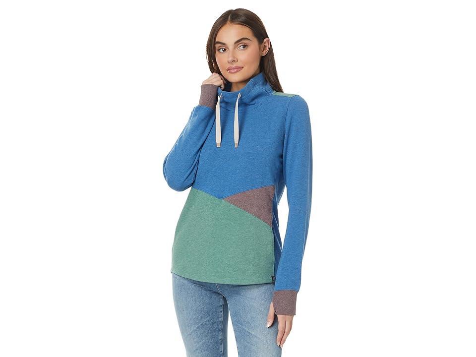 L.L.Bean Cozy Color-Block Sweatshirt (Marine Heather/Sea Green Heather) Women's Clothing Product Image