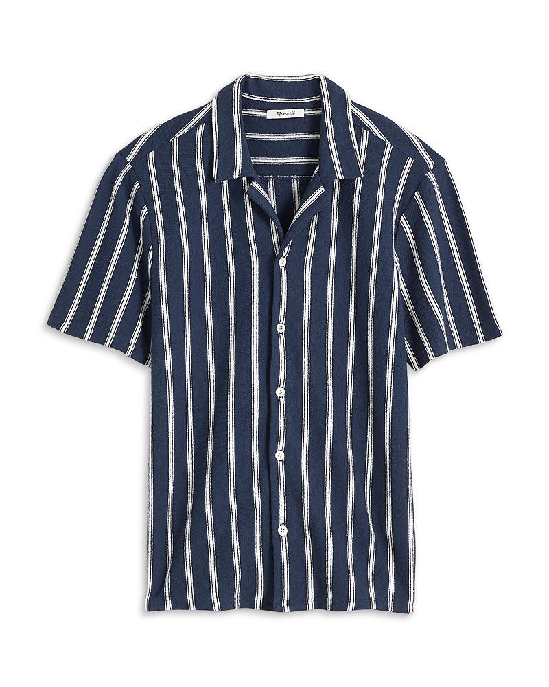 Madewell Easy Short-Sleeve Shirt in Stripe Jacquard (Dark Baltic Stripe) Men's Short Sleeve Knit Product Image