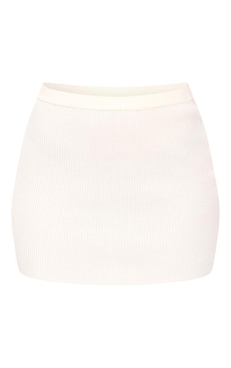 Tall Cream Rib Detail Knit Micro Mini Skirt Product Image