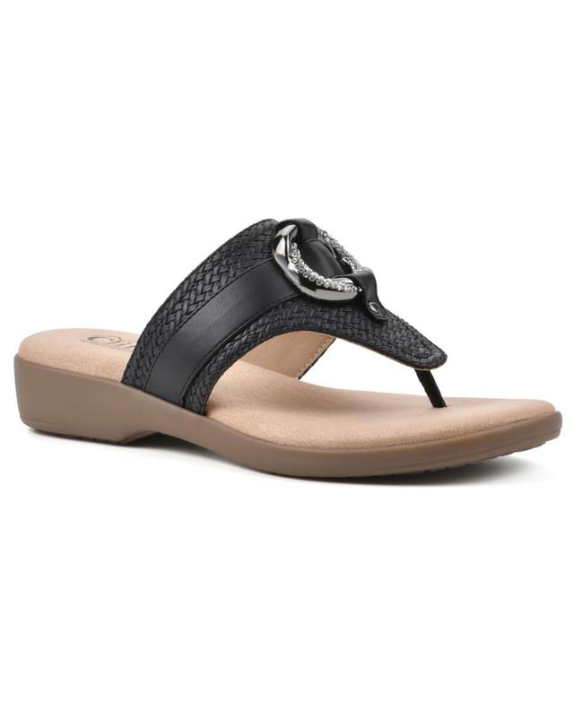 Cliffs by White Mountain Womens Benedict Thong Comfort Sandal - Black Product Image