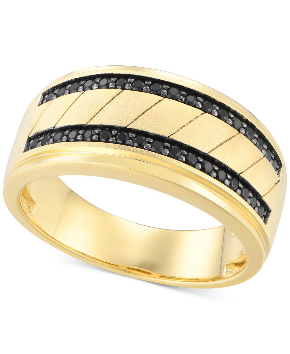 Mens Black Diamond Double Row Band (1/3 ct. t.w.) in 10k Gold (Also Diamond) - Light Brown Product Image