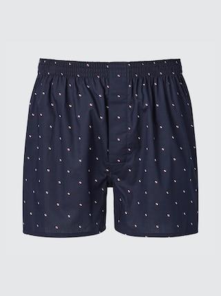 Mens Woven Printed Trunks Navy Large UNIQLO US Product Image