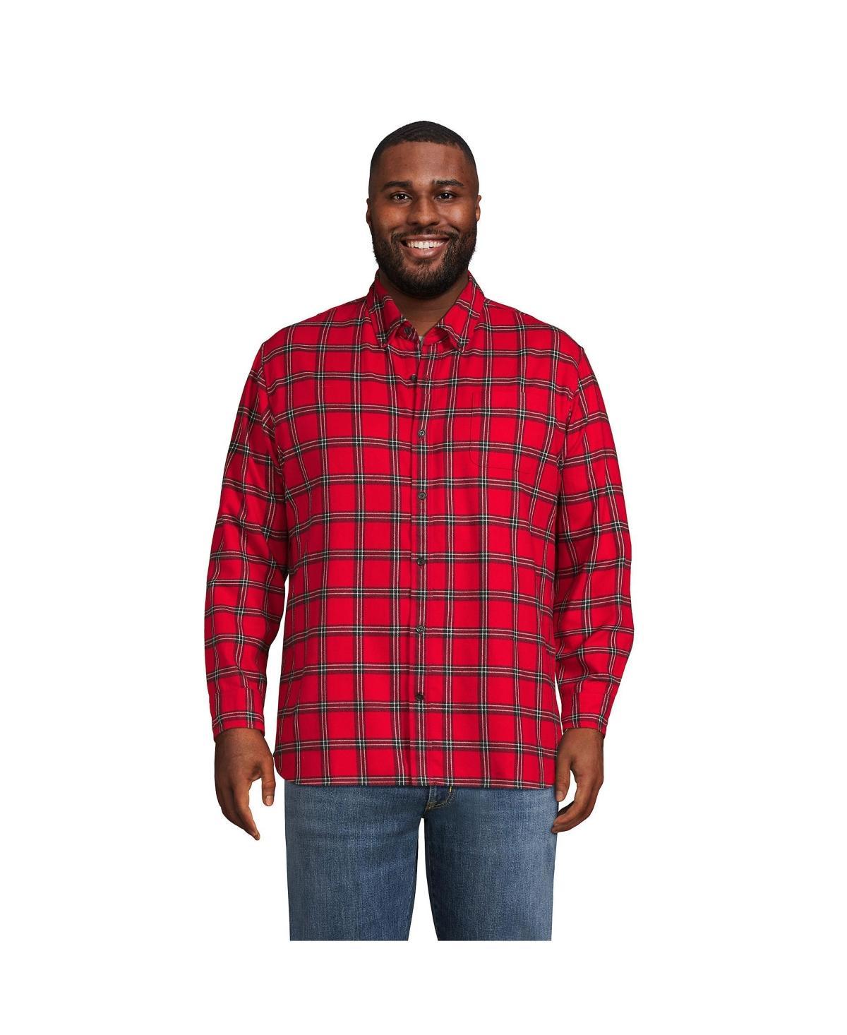 Big & Tall Lands End Traditional-Fit Flagship Flannel Button-Down Shirt, Mens Product Image