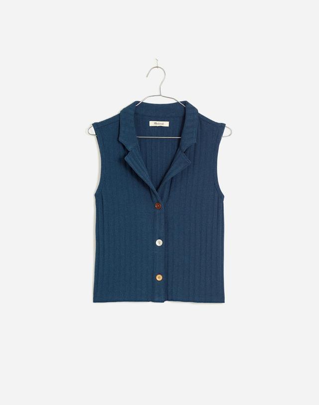 Plus Mixed-Button Ribbed Polo Tank Product Image