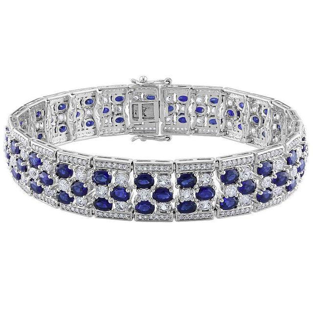 Stella Grace Sterling Silver Lab-Created Blue & White Sapphire Fashion Bracelet, Womens Product Image