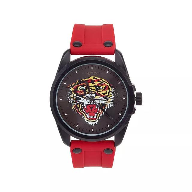 Ed Hardy Singles Mens Skull Print Dial/Matte Red Silicone Strap Analog Watch Product Image