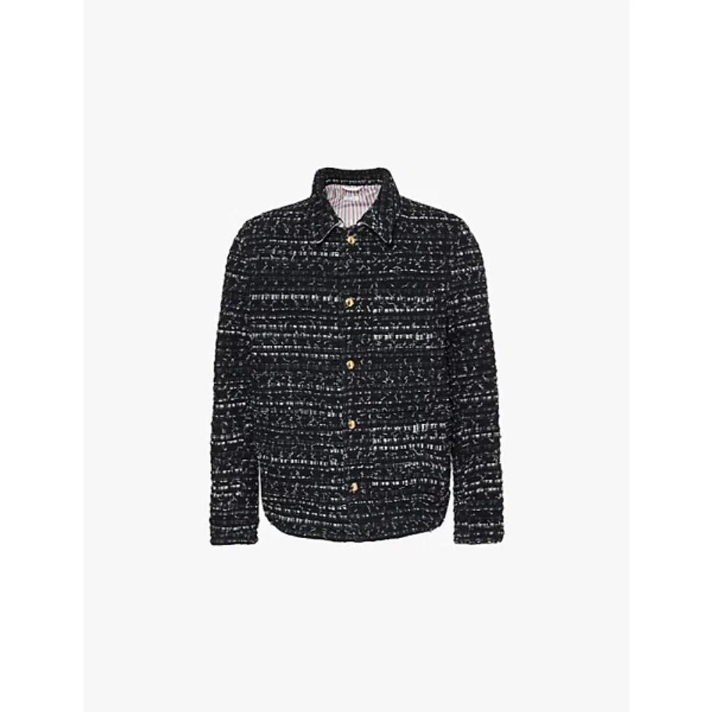 THOM BROWNE Mens Black Utility-pocket Regular-fit Tweed Woven Jacket Product Image