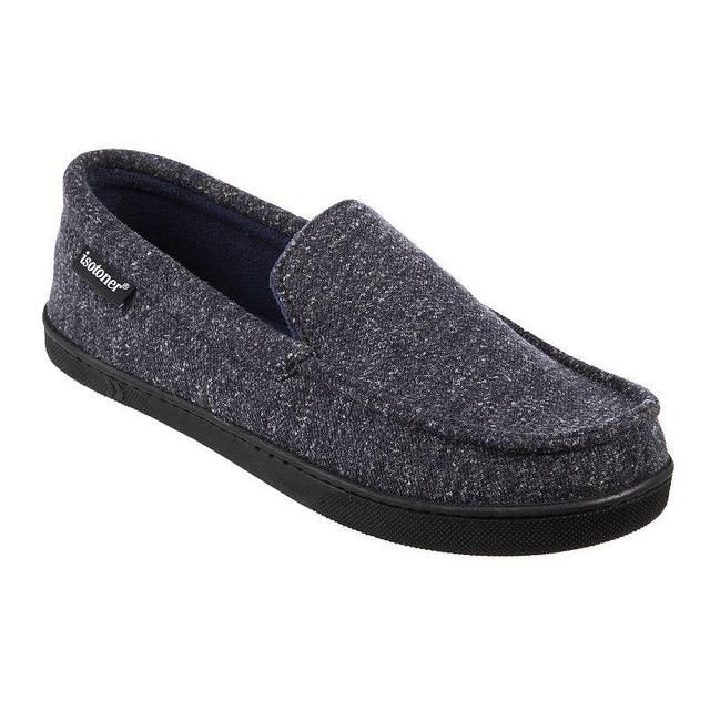 isotoner Preston Heather Knit Mens Moccasin Slippers Blue Product Image