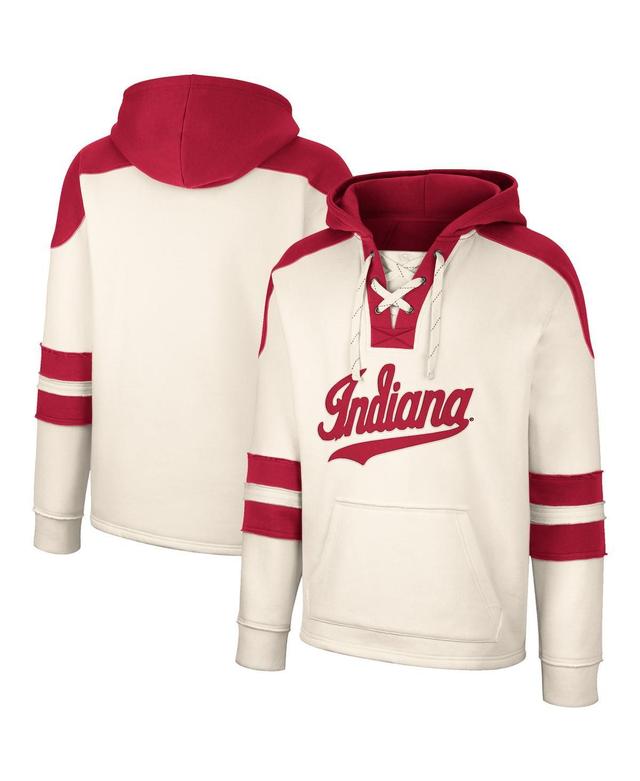 Mens Colosseum Cream Distressed Indiana Hoosiers Lace-Up 4.0 Vintage-Like Pullover Hoodie Product Image