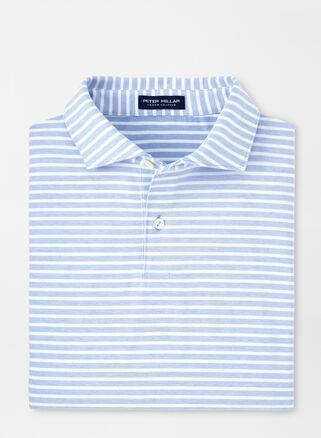 Peter Millar Mens Albatross Stripe Cotton Blend Piqu Polo | Color: Regatta Blue | Size: S Product Image