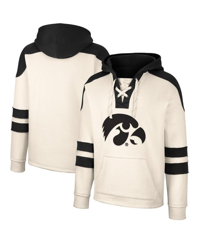 Mens Colosseum Cream Iowa Hawkeyes Lace-Up 4.0 Vintage-Like Pullover Hoodie Product Image