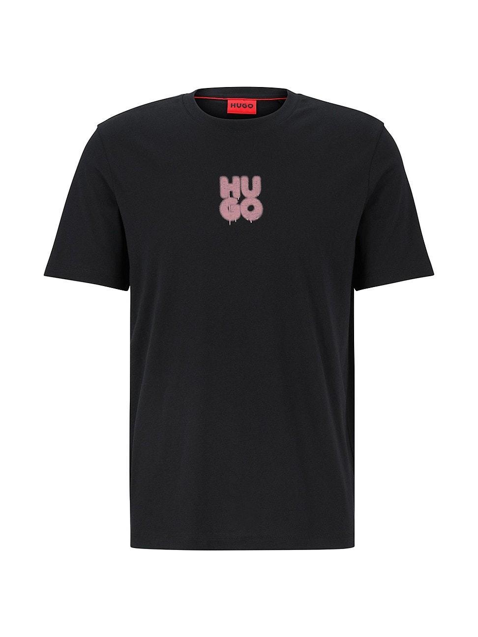 Mens Cotton-Jersey T-Shirt with Graffiti-Style Stacked Logo Product Image