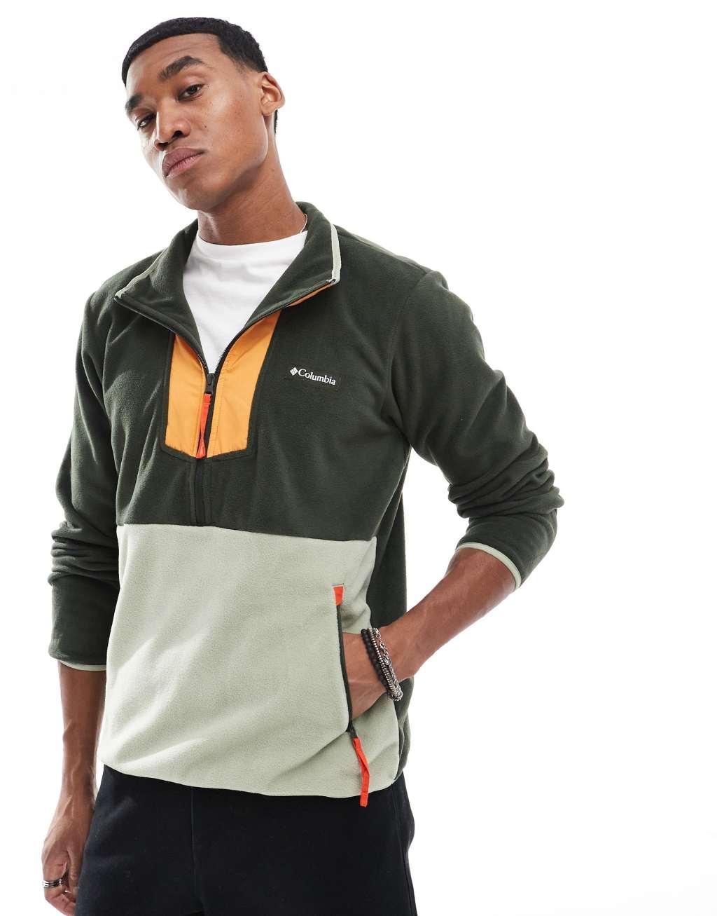 Columbia Sequoia Grove half zip fleece in green and orange Product Image