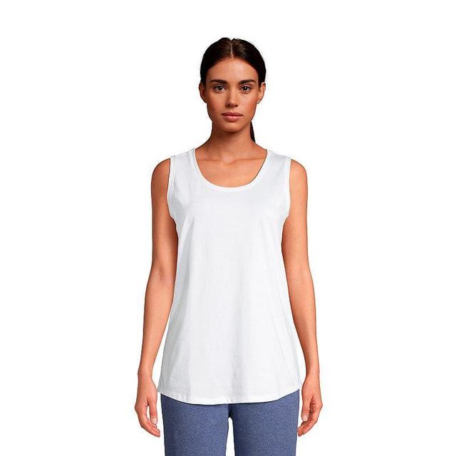 Womens Lands End Supima Cotton Scoopneck Tunic Tank Top Mint Ivory Product Image