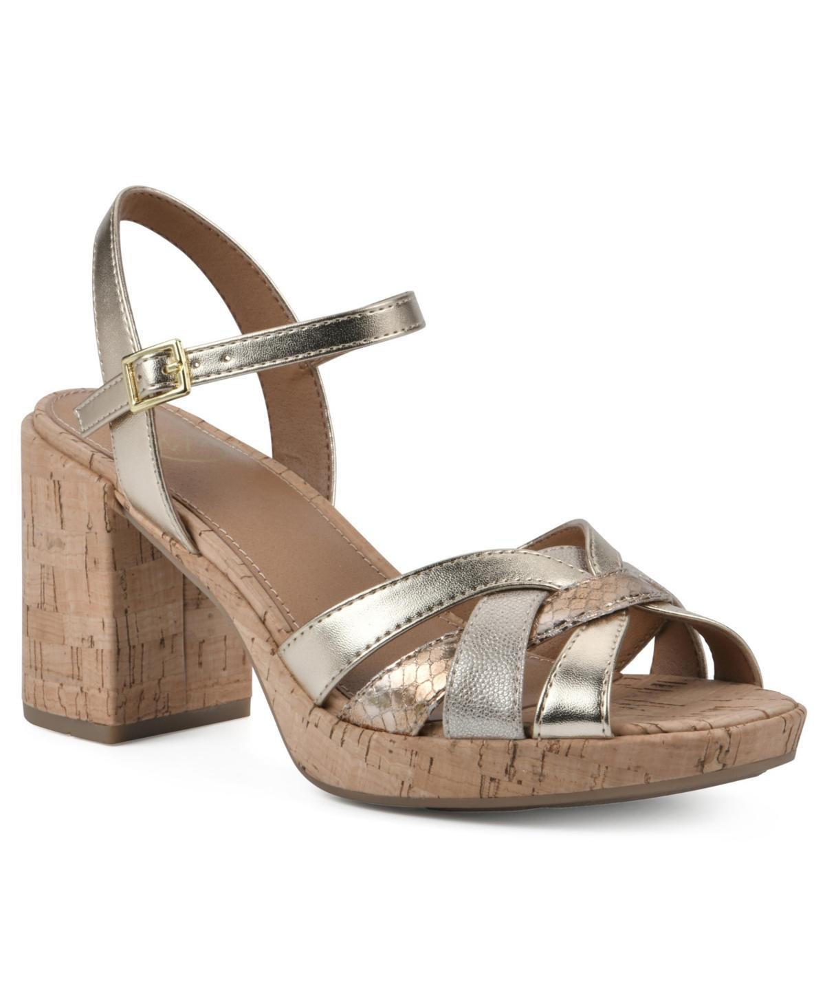 White Mountain Womens Dubonnet Cork Block Heel Sandals Product Image