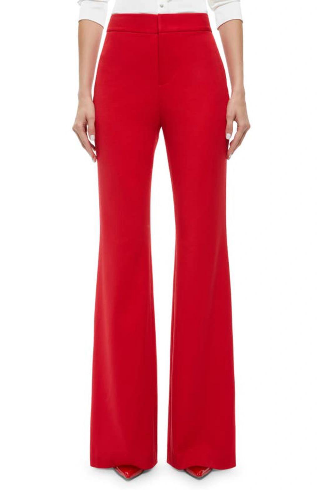 ALICE AND OLIVIA Deanna High-waisted Bootcut Trousers In Red Product Image